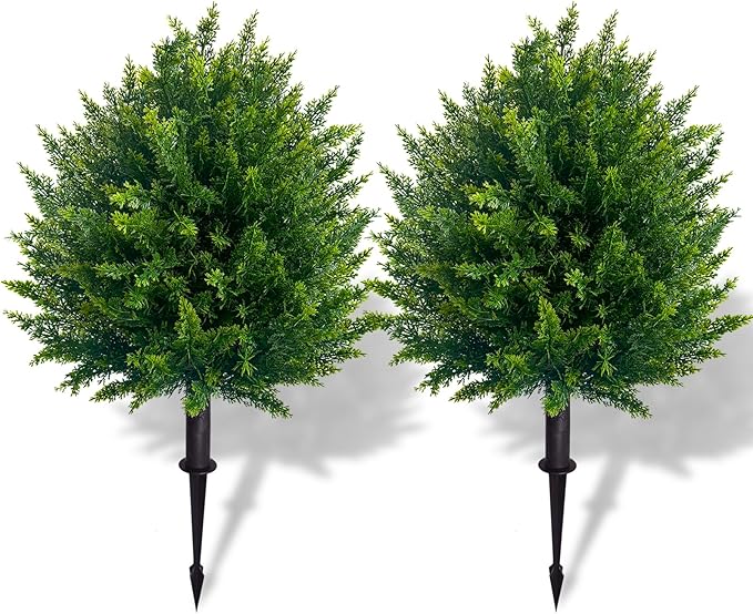 lusailstore - Artificial cedar topiary tree with ground stakes