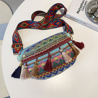 lusailstore - Colorful Woven Waist/Shoulder Bag