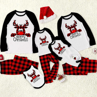 lusailstore -Reindeer Red Plaid Christmas Family Pajamas