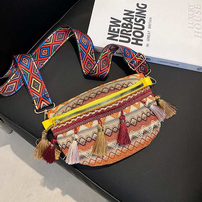 lusailstore - Colorful Woven Waist/Shoulder Bag