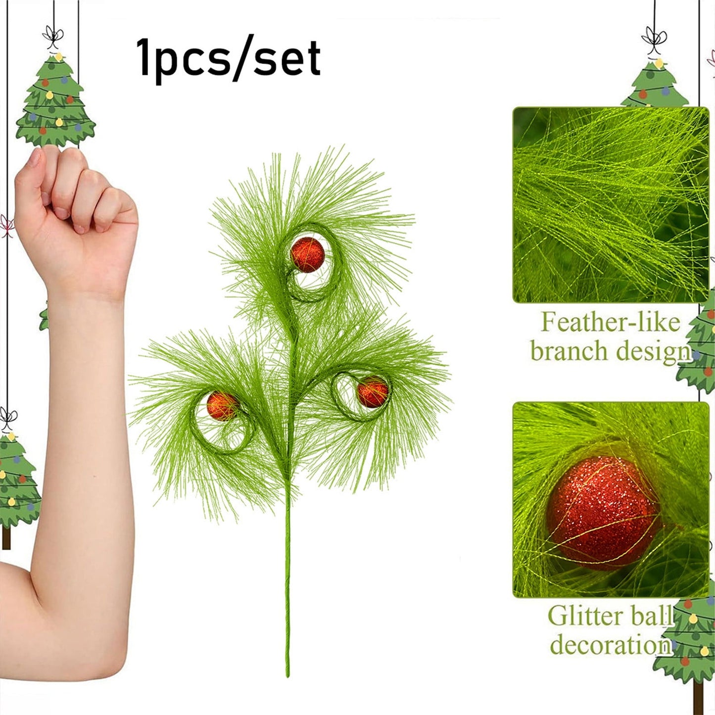 lusailstore - christmas reed grass elf ball simulation green plants