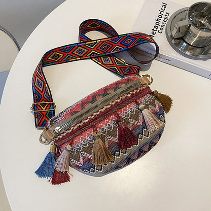 lusailstore - Colorful Woven Waist/Shoulder Bag