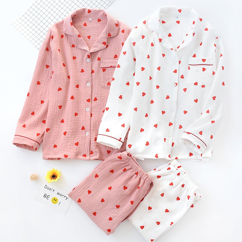 lusailstore - Heart Print Pyjamas Set