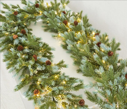 lusailstore - gorgeous natural touch mixed pine garland with led light