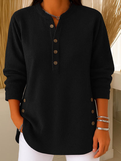 lusailstore -  Women's Solid Color Crew Neck Long Sleeve Casual Loose Knit Pullover