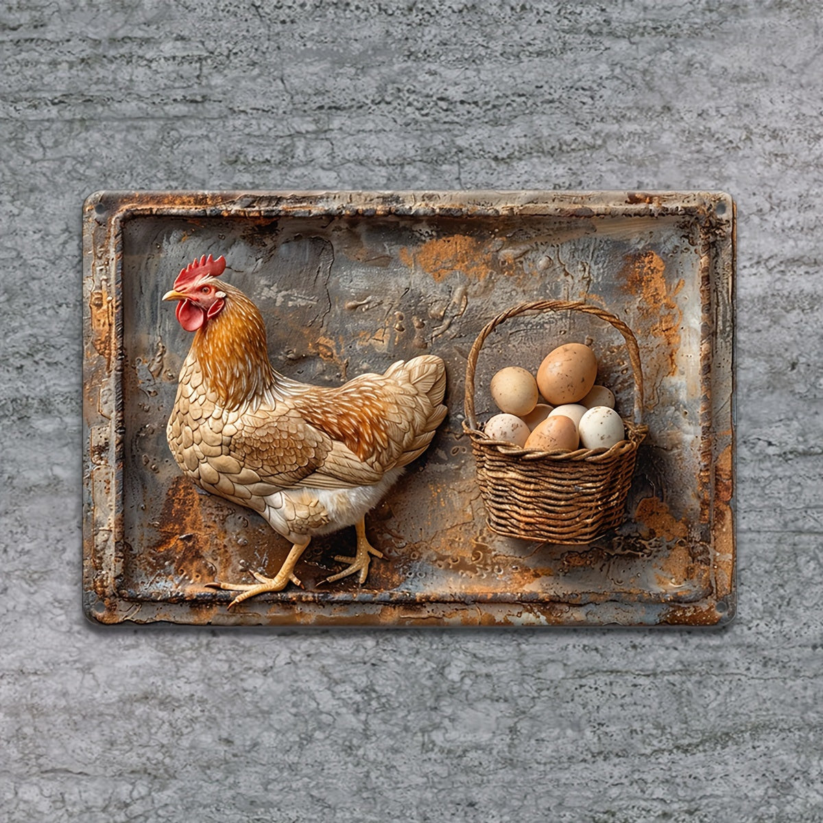 lusailstore - Chicken and fresh eggs metal sign