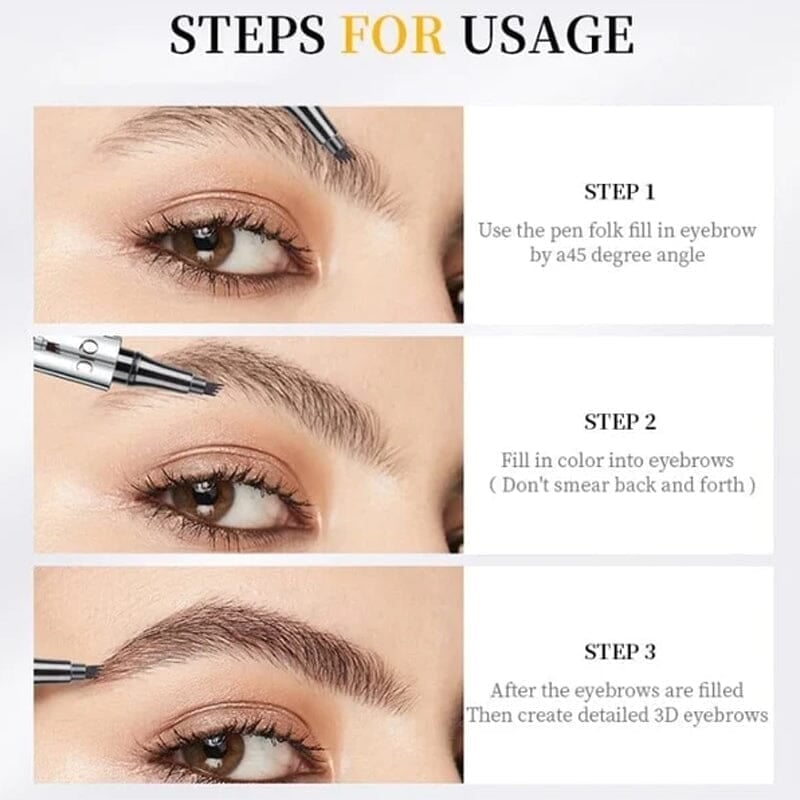 lusailstore - 3D Waterproof 4 Fork Tip Eyebrow Pencil