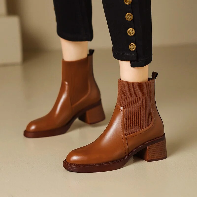 lusailstore- British style stretch slim fit sock boots