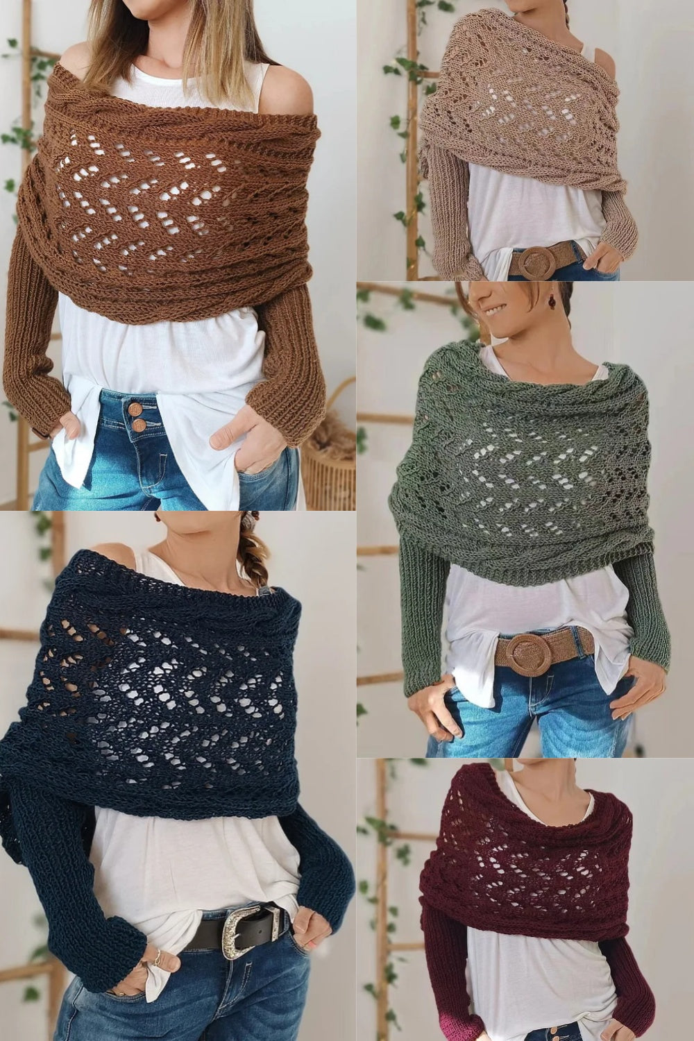 lusailstore - Knitted Wrap Shrugs For Women