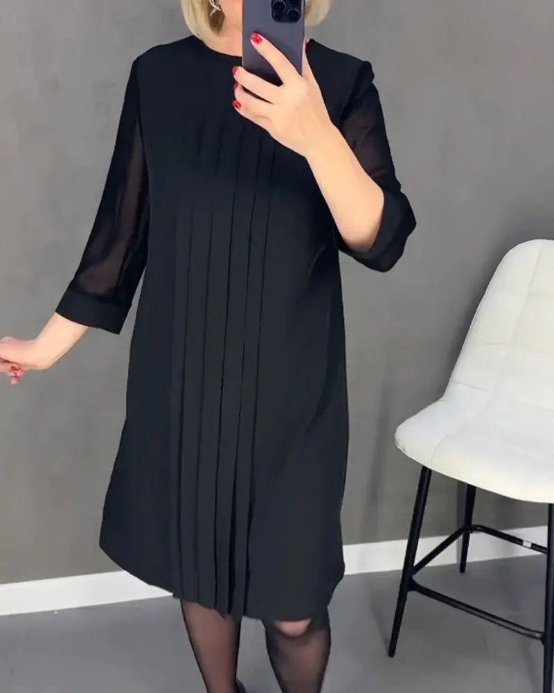 lusailstore - New Straight Medium Sleeve Dress