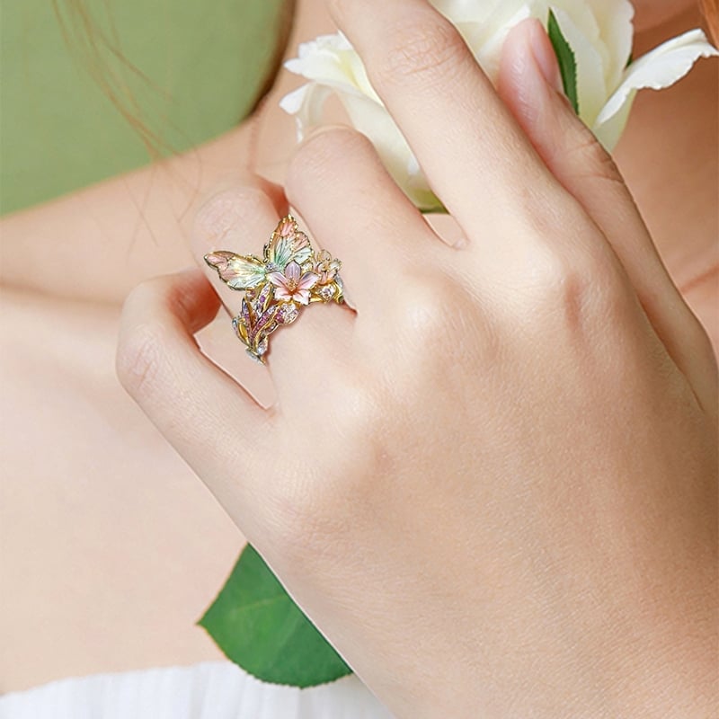 lusailstore-Butterfly Flower Ring