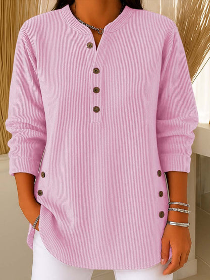 lusailstore -  Women's Solid Color Crew Neck Long Sleeve Casual Loose Knit Pullover