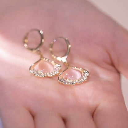 lusailstore - Crystal Ginkgo Leaf Earrings