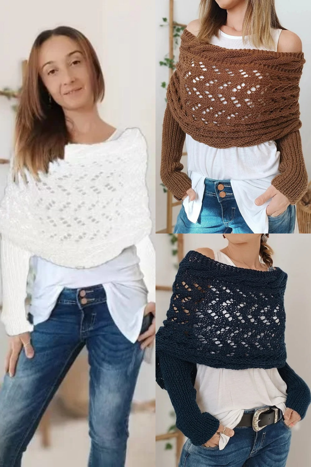 lusailstore - Knitted Wrap Shrugs For Women