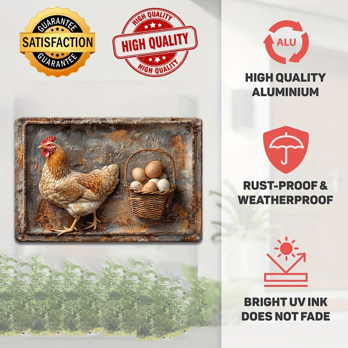 lusailstore - Chicken and fresh eggs metal sign