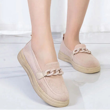 lusailstore - Women's breathable fly knit chain slip-on shoes