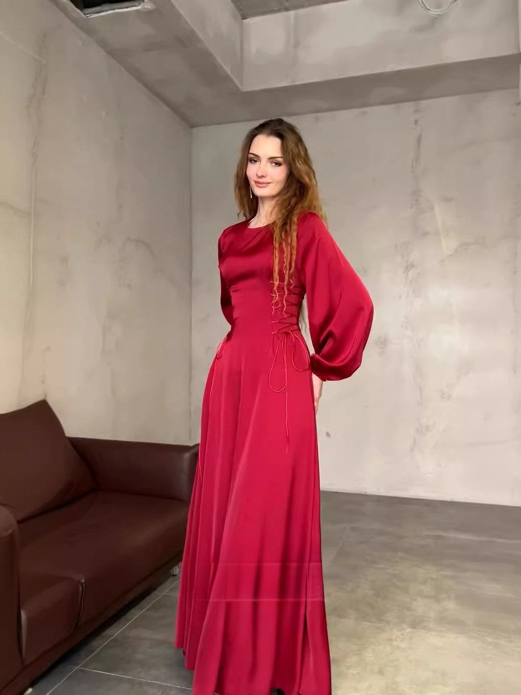 lusailstore - French Elegant Soft Elastic Cuff Long Dress