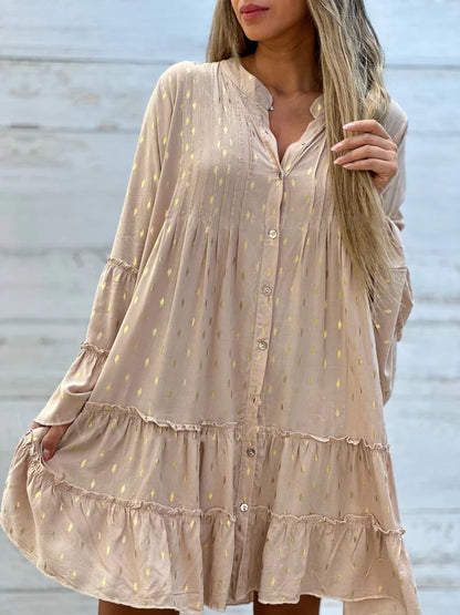 lusailstore-Fashion Flared Sleeve Loose Fit Casual Dress