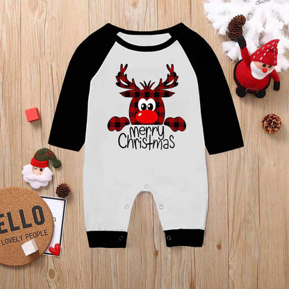 lusailstore -Reindeer Red Plaid Christmas Family Pajamas