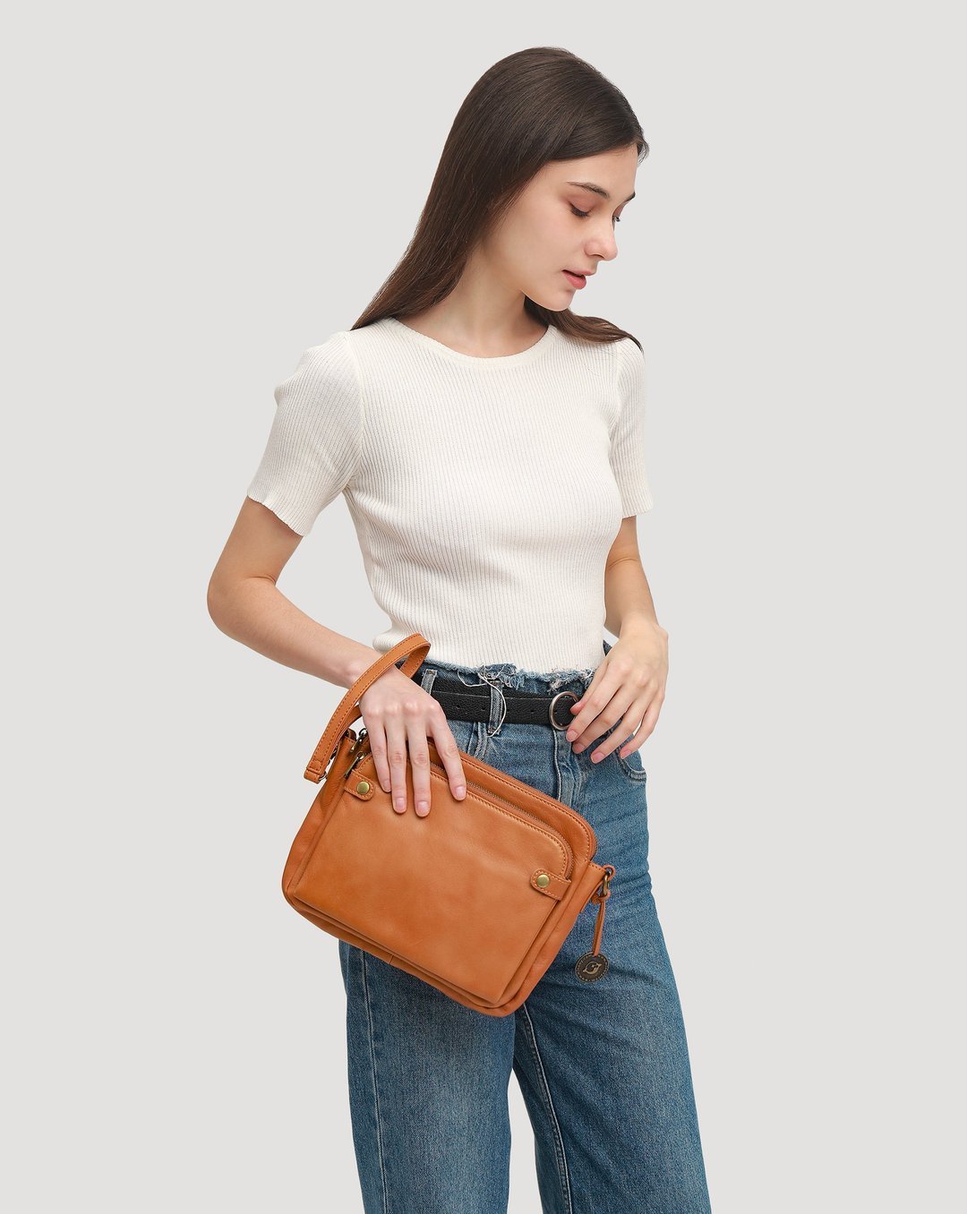 lusailstore - Three-Layer Leather Crossbody Shoulder