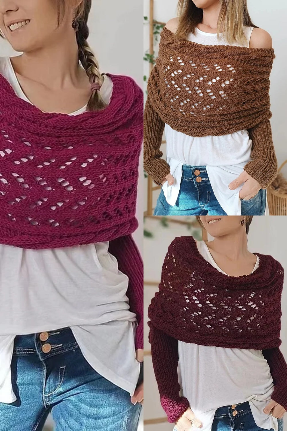 lusailstore - Knitted Wrap Shrugs For Women