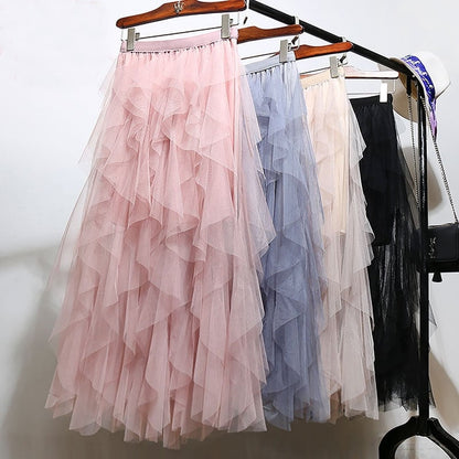 lusailstore- Boho High Waist Ruffles Beach Skirts