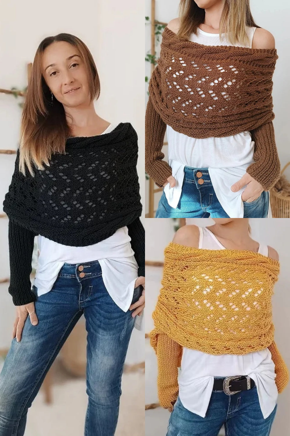 lusailstore - Knitted Wrap Shrugs For Women