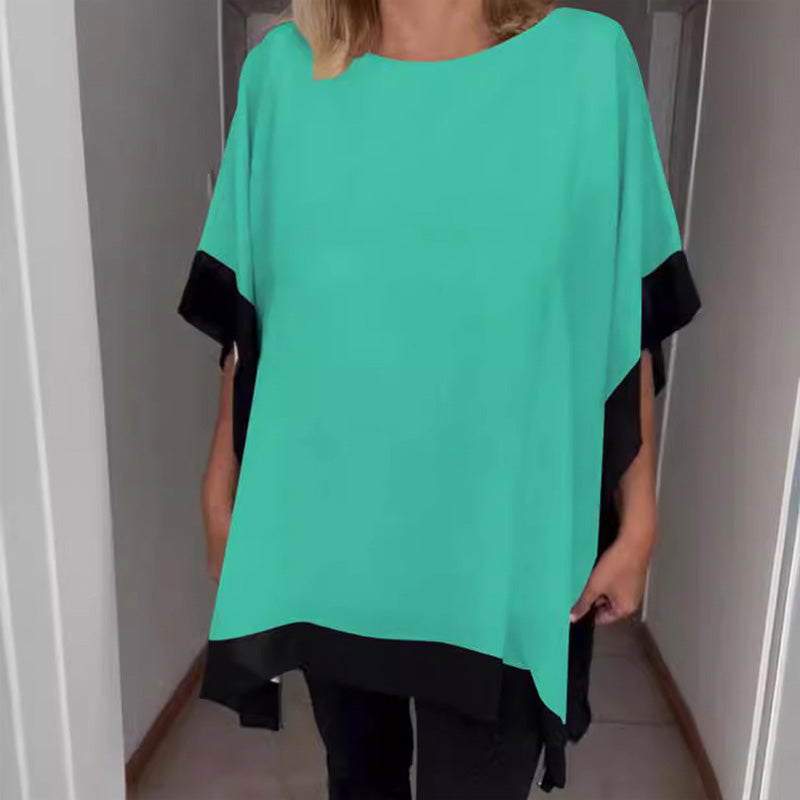 🔥Huge Sale 52% OFF💖Women's Loose Batwing Sleeve Color Block T-Shirt