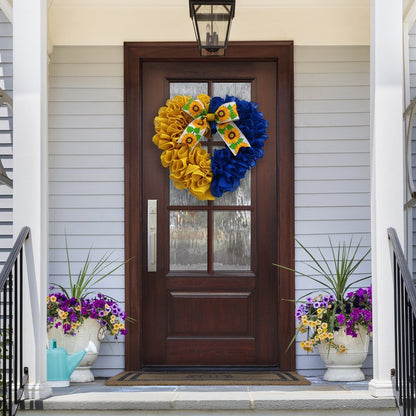 lusailstore - ukrainian flag sunflower front door wreaths