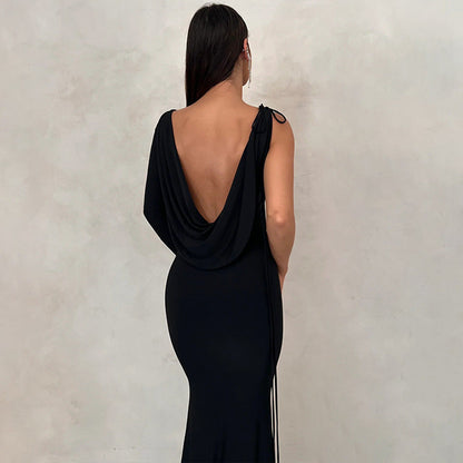 lusailstore - Women's Sexy Backless Maxi Dress Slim Dress