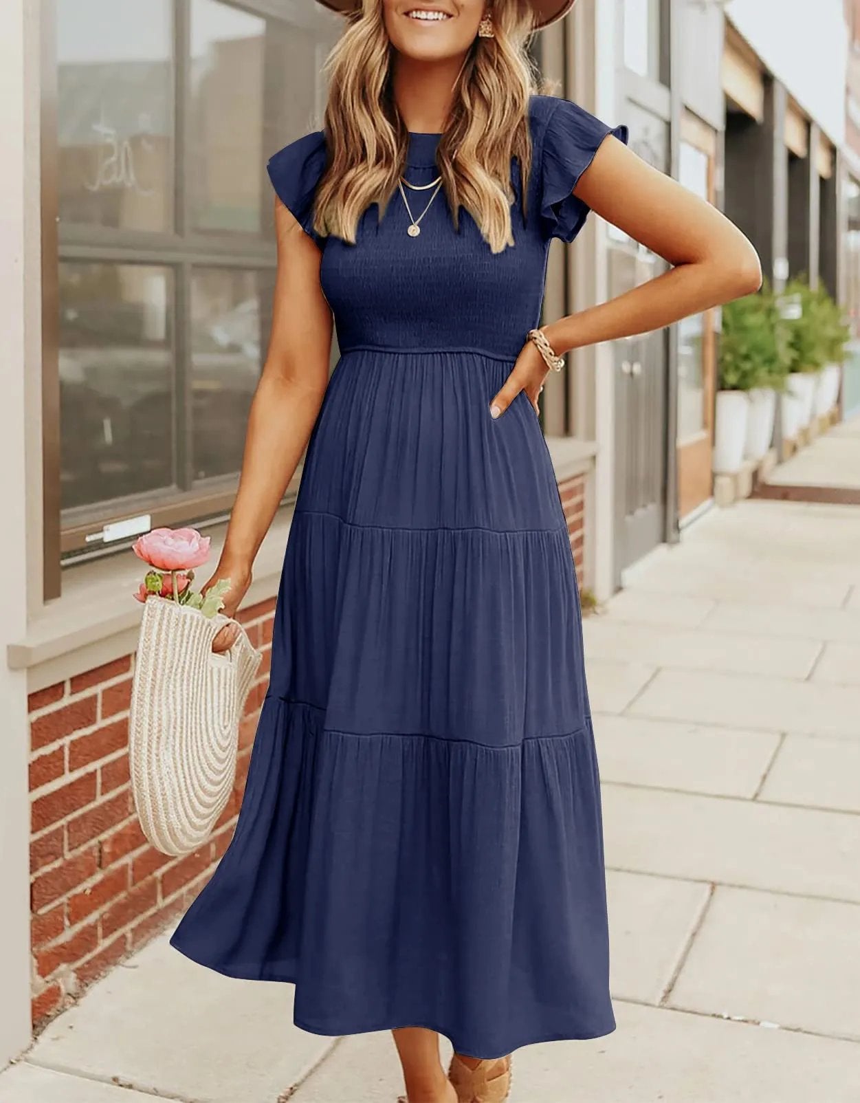 lusailstore - Women's summer casual flowing short midi dress