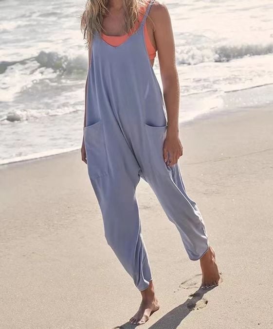 lusailstore - Wide Leg Jumpsuit with Pockets