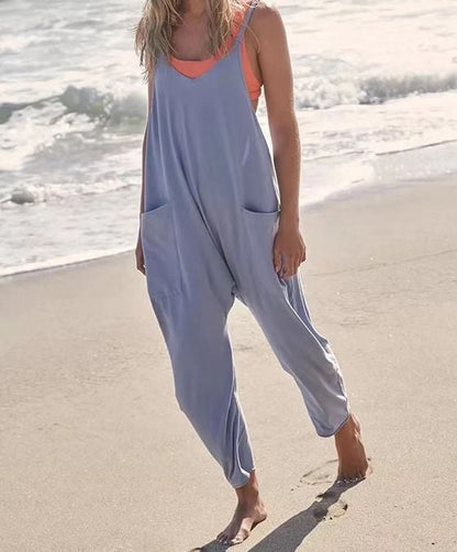 lusailstore - Wide Leg Jumpsuit with Pockets