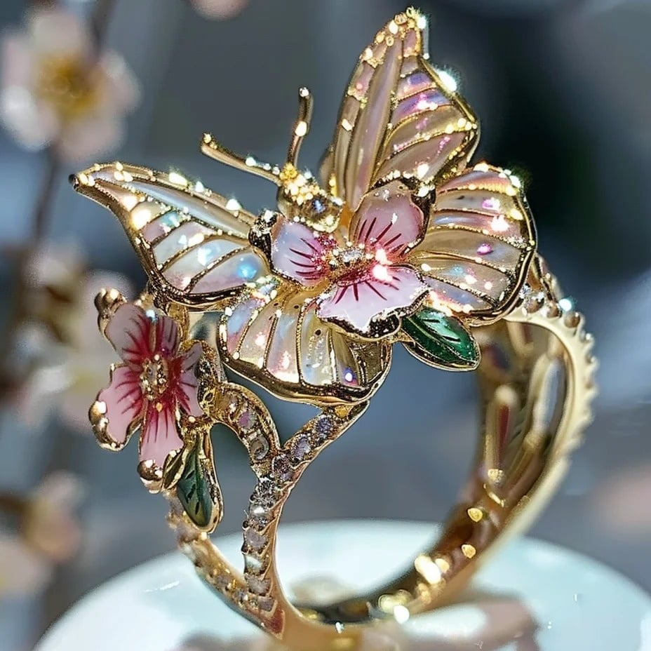 lusailstore-Butterfly Flower Ring