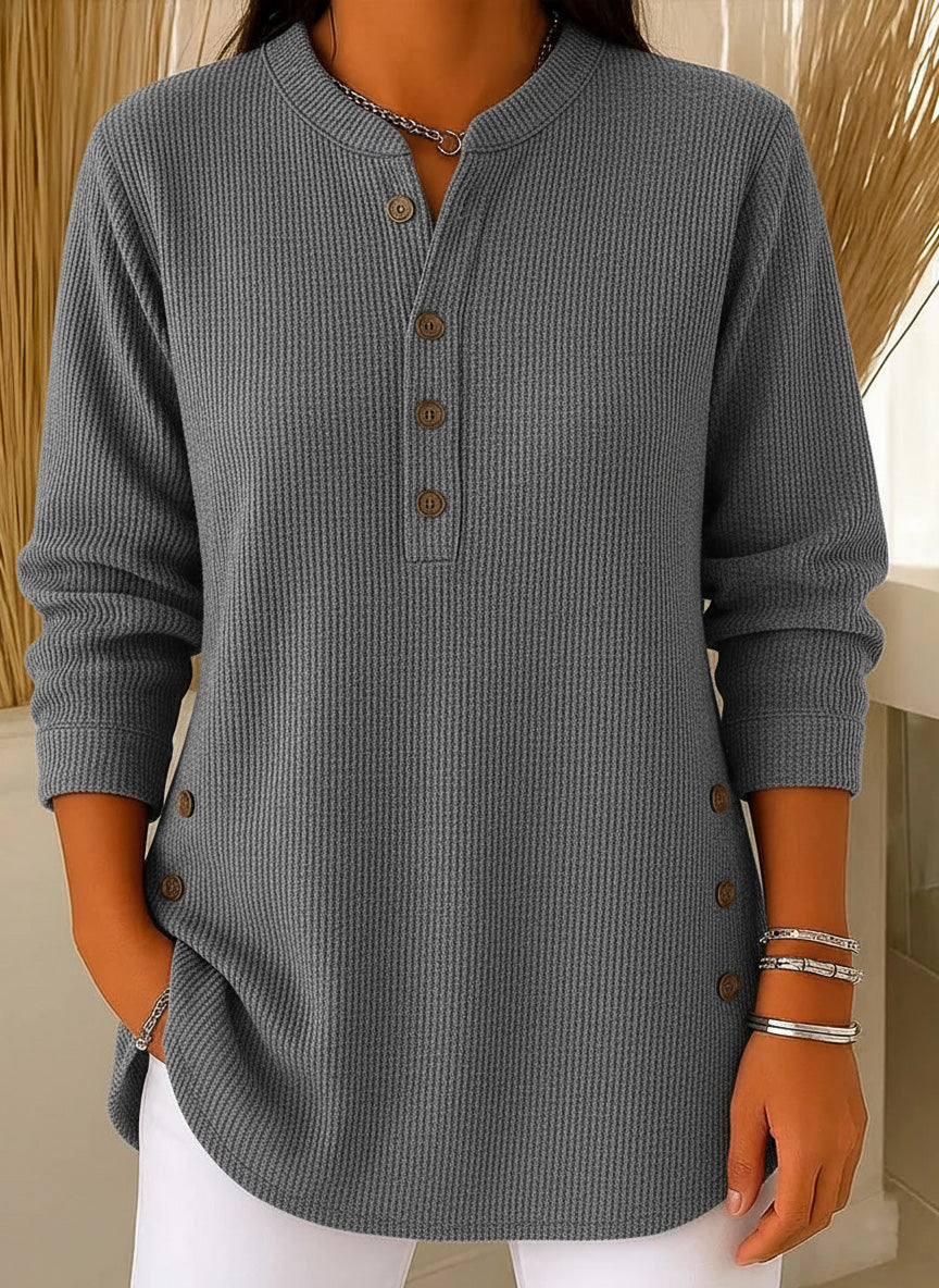 lusailstore -  Women's Solid Color Crew Neck Long Sleeve Casual Loose Knit Pullover