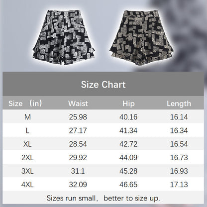 lusailstore-Women's High Waisted Layered Hem Casual Wide Leg Shorts