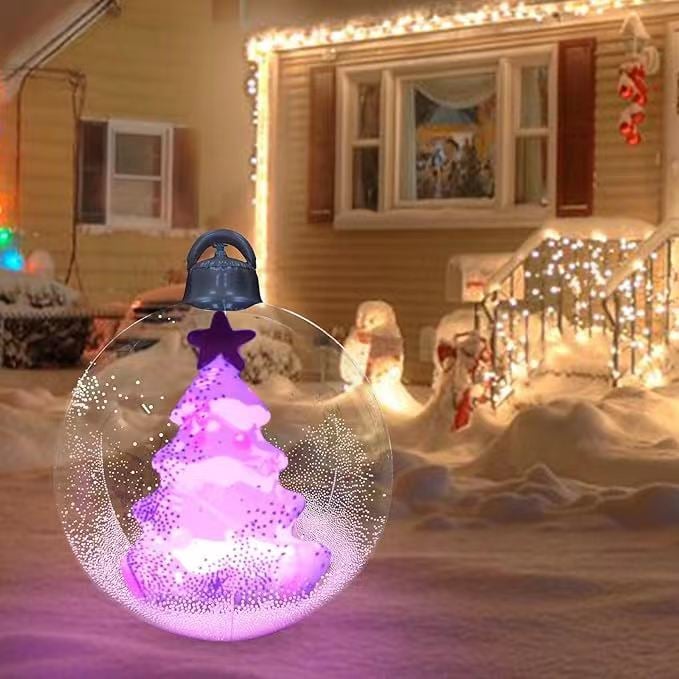 lusailstore - PVC Transparent Inflatable Santa Claus Balloon with Light