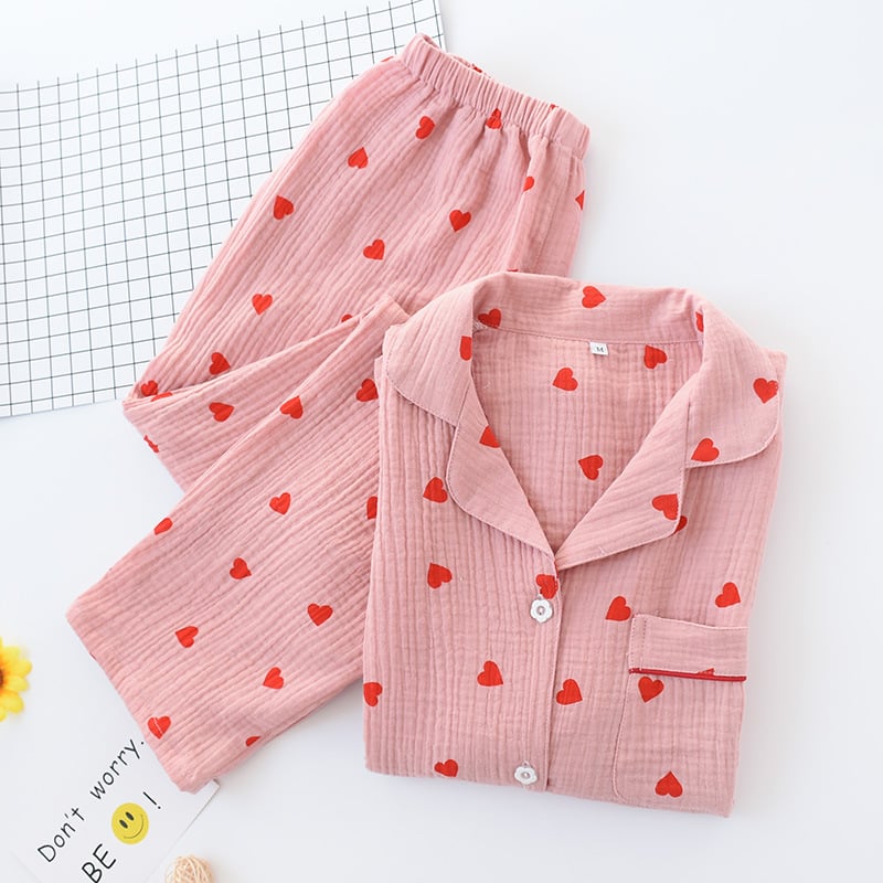 lusailstore - Heart Print Pyjamas Set