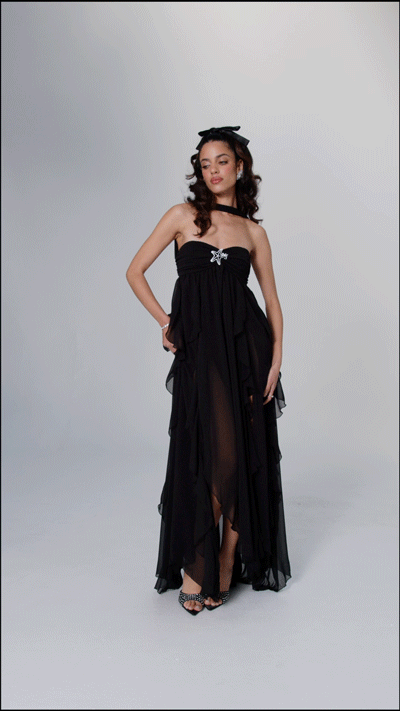 lusailstore - French halterneck chiffon dress
