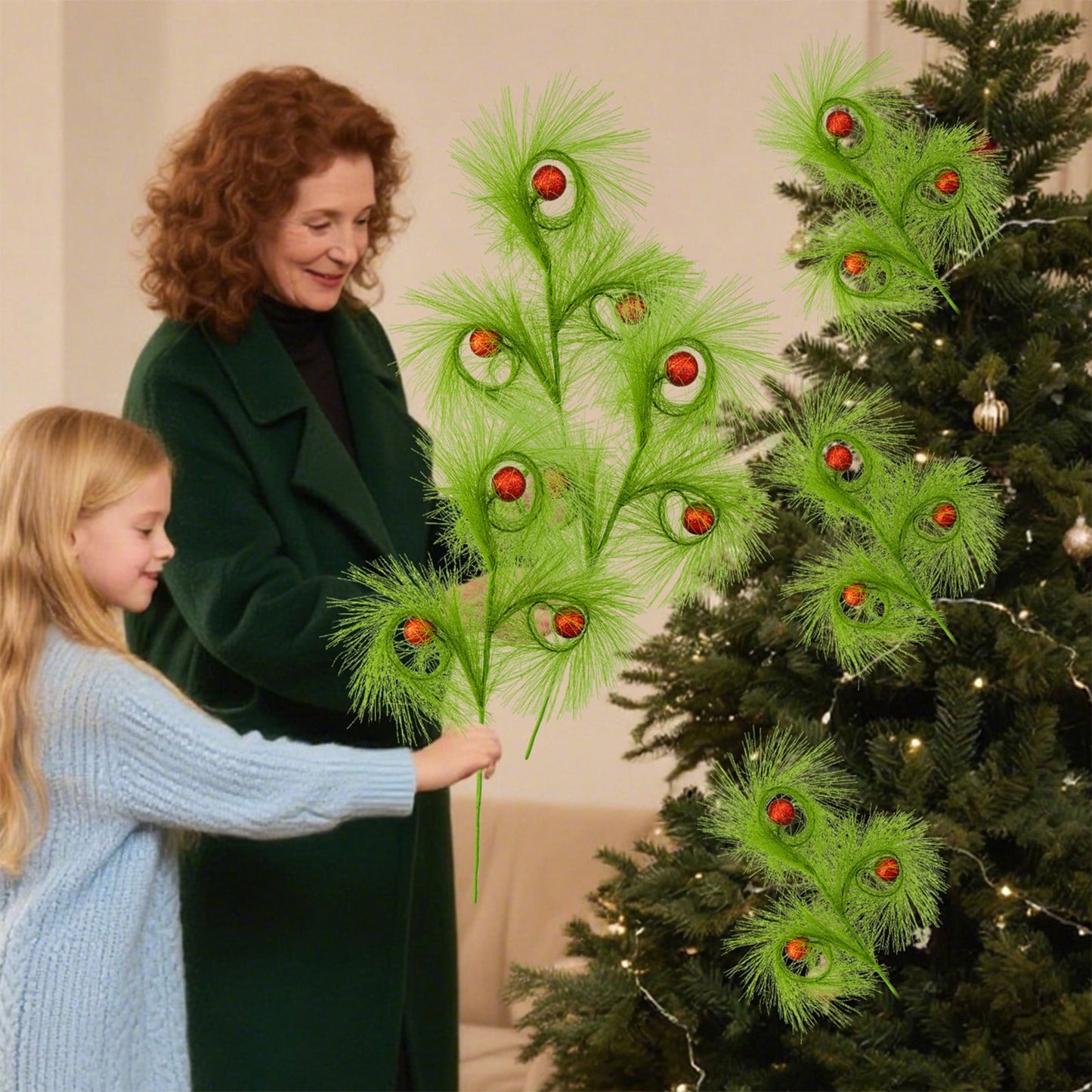 lusailstore - christmas reed grass elf ball simulation green plants