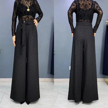 lusailstore-Fashionable Draping Wide Leg Pants