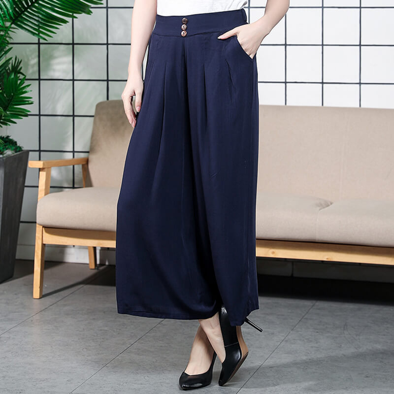 lusailstore-High-waisted Linen Wide-leg Trousers