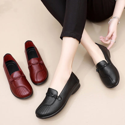 lusailstore-Mom leather soft sole shoes