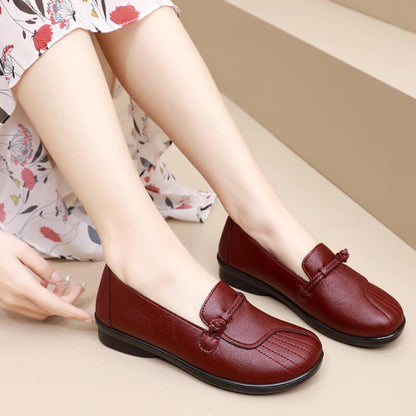 lusailstore-Mom leather soft sole shoes