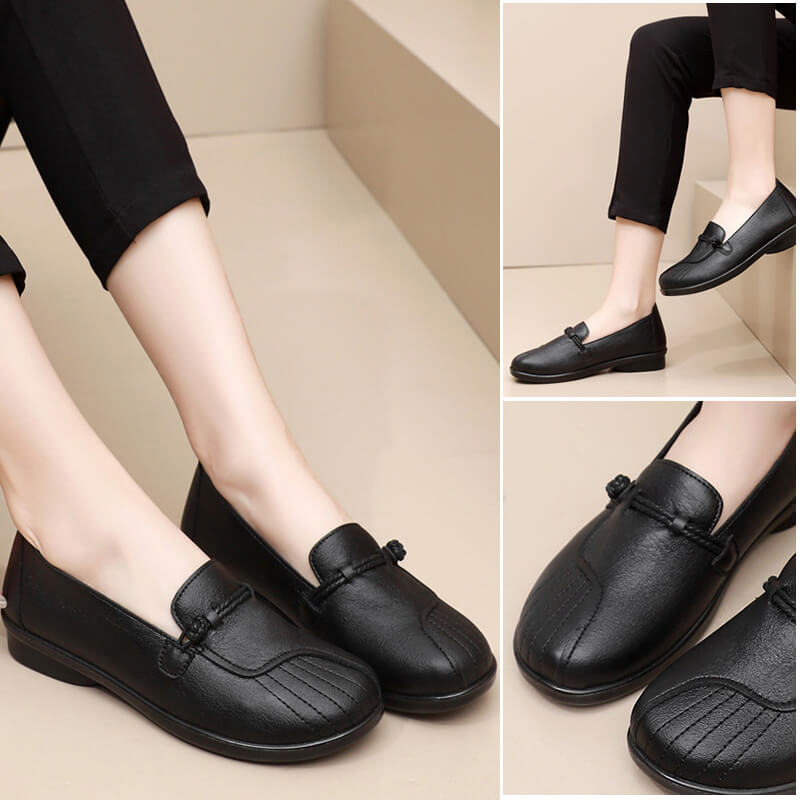 lusailstore-Mom leather soft sole shoes