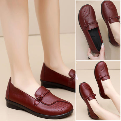 lusailstore-Mom leather soft sole shoes