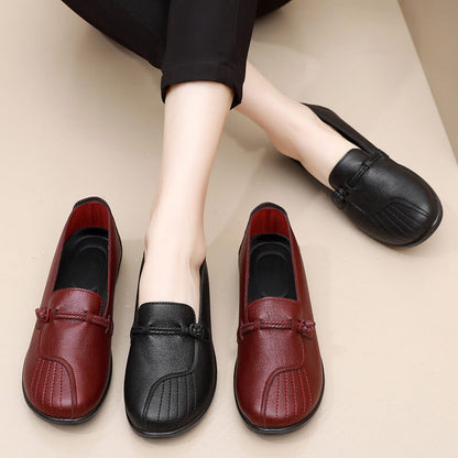 lusailstore-Mom leather soft sole shoes