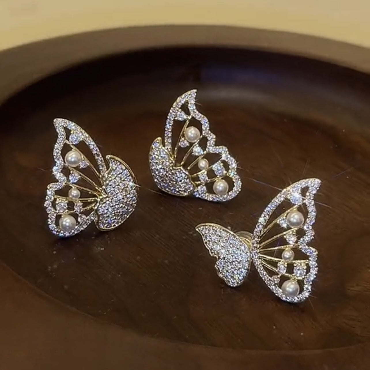 lusailstore - Double layer detachable butterfly earrings