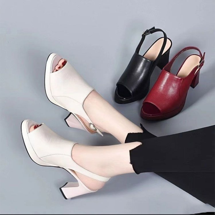 lusailstore-Stylish and Comfortable High Heel Leather Sandals for Women