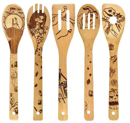 lusailstore - laser engraved logo bamboo spoon spatula sets